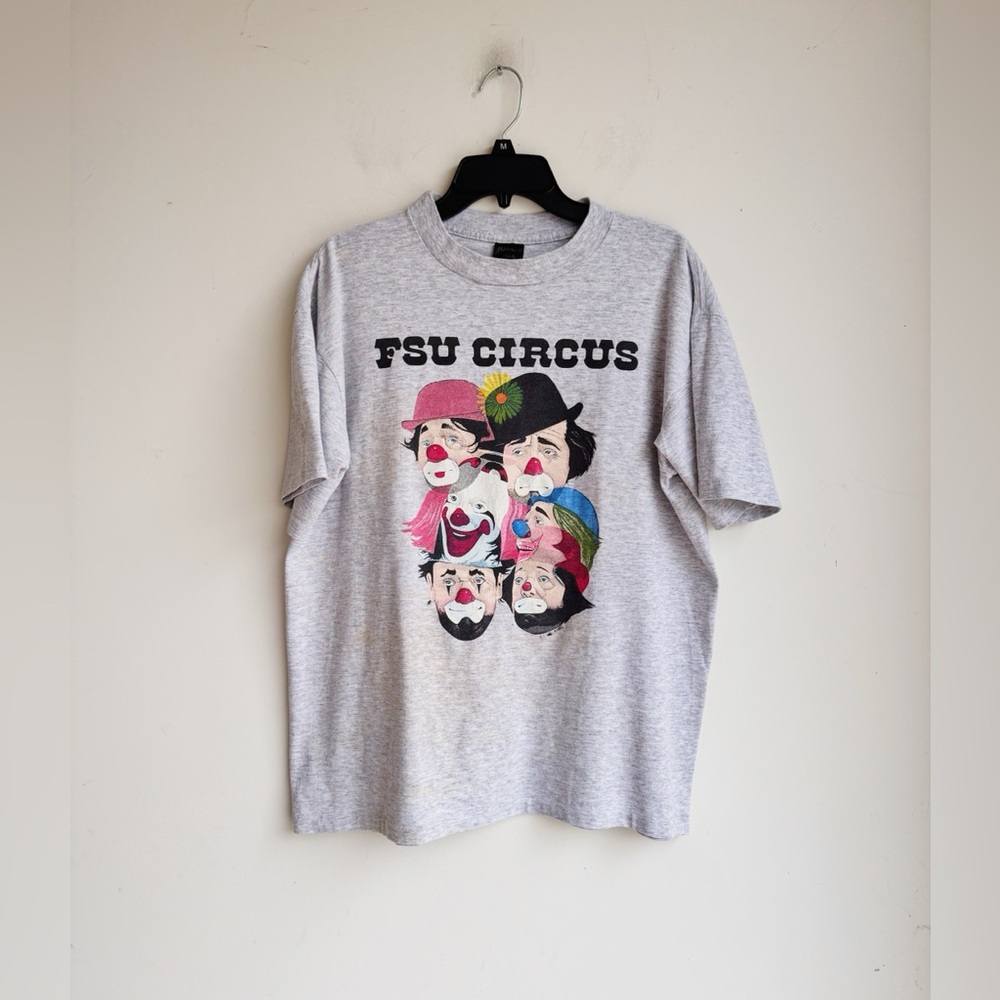 Vintage FSU Circus Clown Graphic Tee Single Stitch USA Made XL Unisex